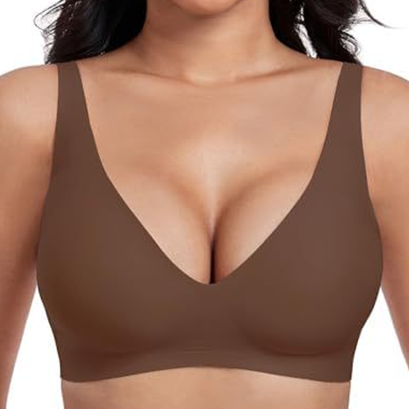 Naadloze Beugelloze Comfort BH met Diepe V-Hals-14