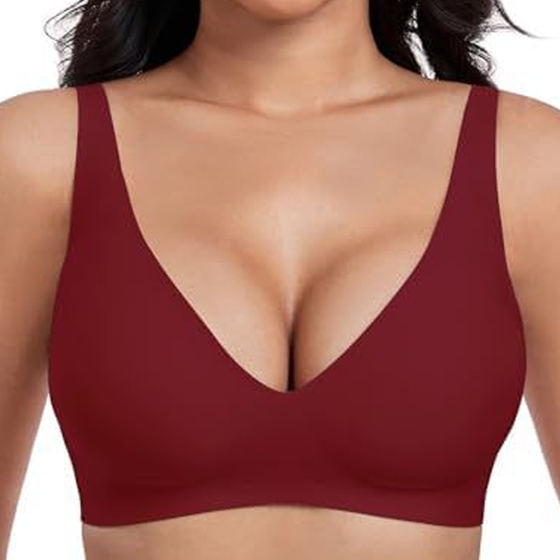 Naadloze Beugelloze Comfort BH met Diepe V-Hals-11