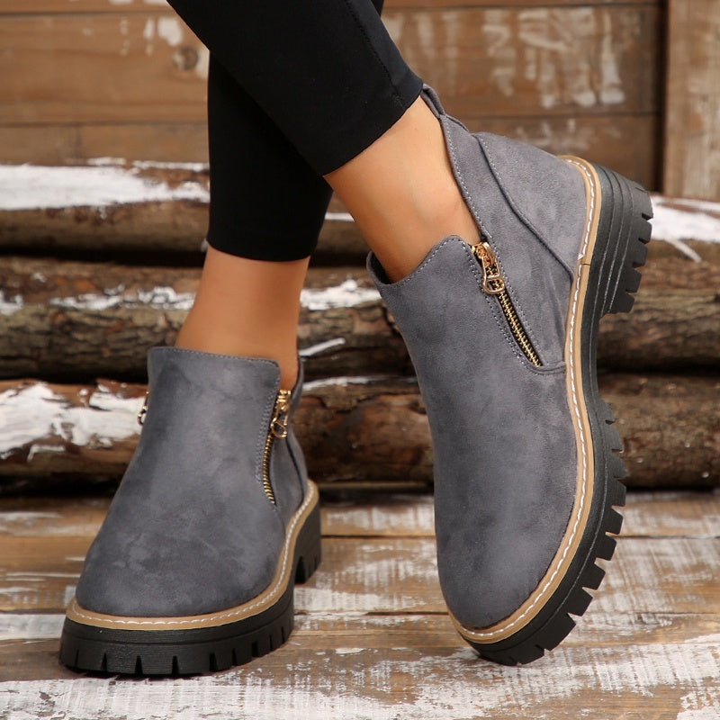👠 ✨Dames Ronde Neus Schoenen Met Zij-ritssluiting: Comfortabel & Stijlvol Voor Elke Dag!-1