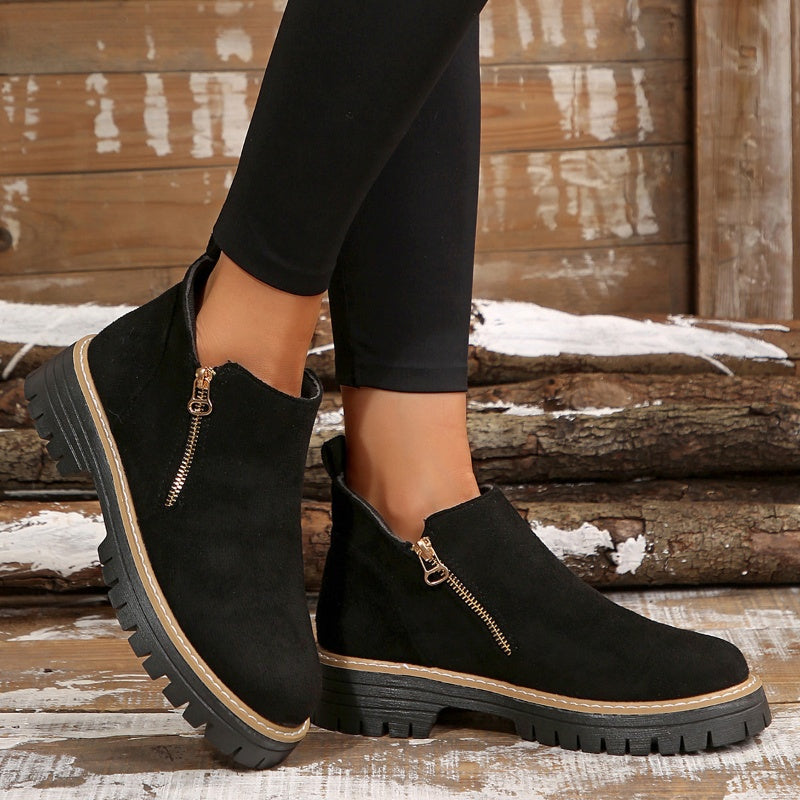 👠 ✨Dames Ronde Neus Schoenen Met Zij-ritssluiting: Comfortabel & Stijlvol Voor Elke Dag!-3