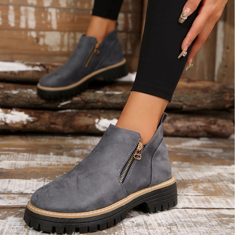 👠 ✨Dames Ronde Neus Schoenen Met Zij-ritssluiting: Comfortabel & Stijlvol Voor Elke Dag!-5