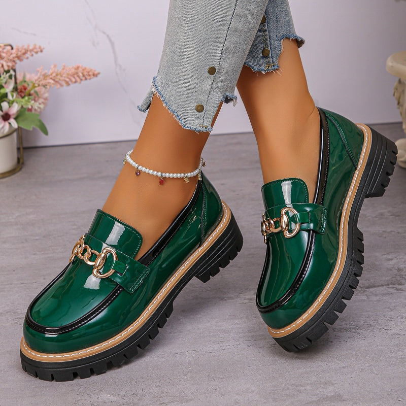 Lakleren Loafers met Chunky Zool en Goudkleurig Detail-4