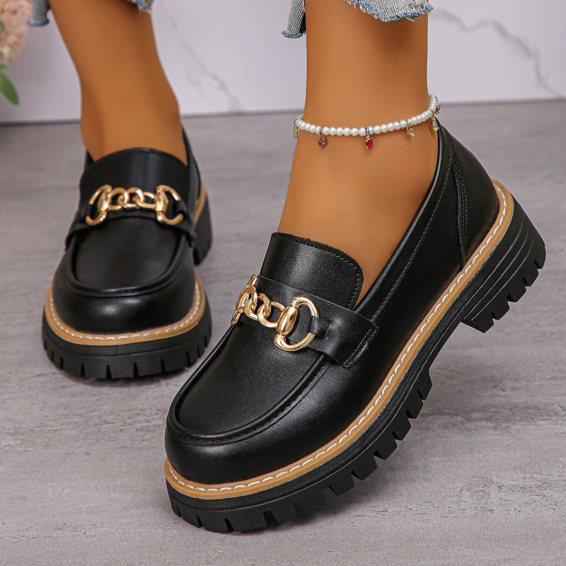 Lakleren Loafers met Chunky Zool en Goudkleurig Detail-5