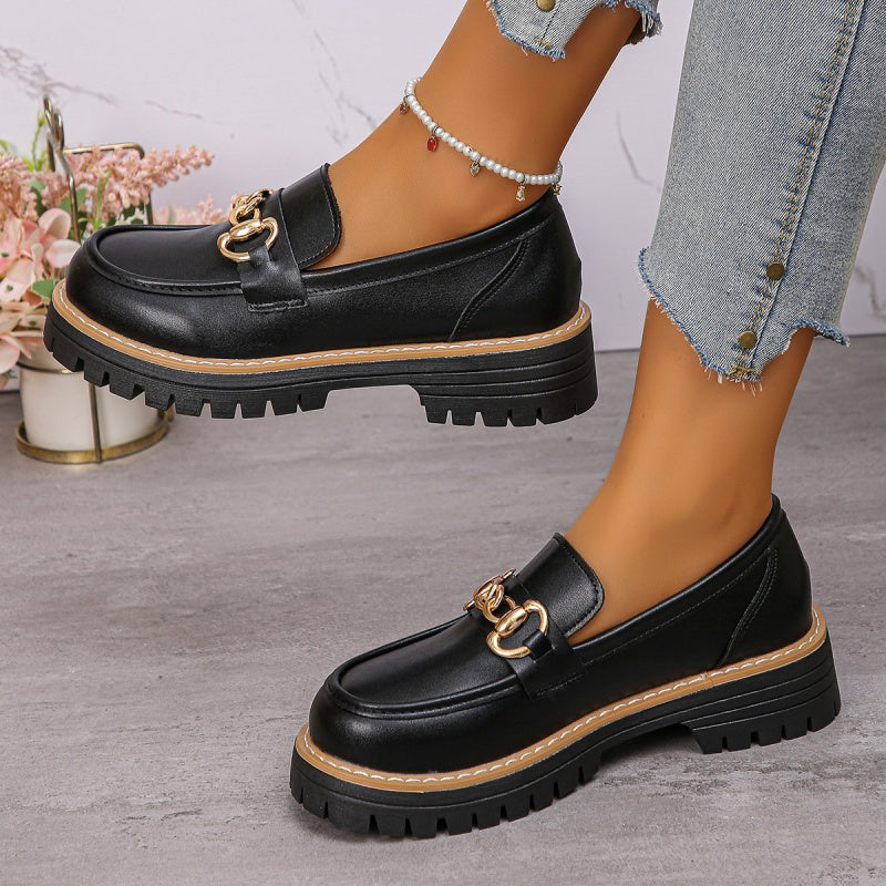 Lakleren Loafers met Chunky Zool en Goudkleurig Detail-6