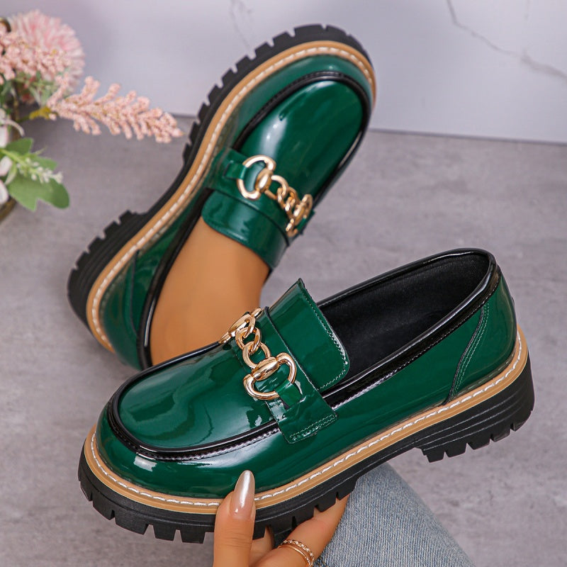 Lakleren Loafers met Chunky Zool en Goudkleurig Detail-10
