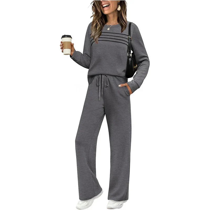 Casual 2-Delige Lounge Set met Trekkoordbroek-14