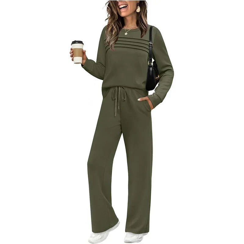 Casual 2-Delige Lounge Set met Trekkoordbroek-13