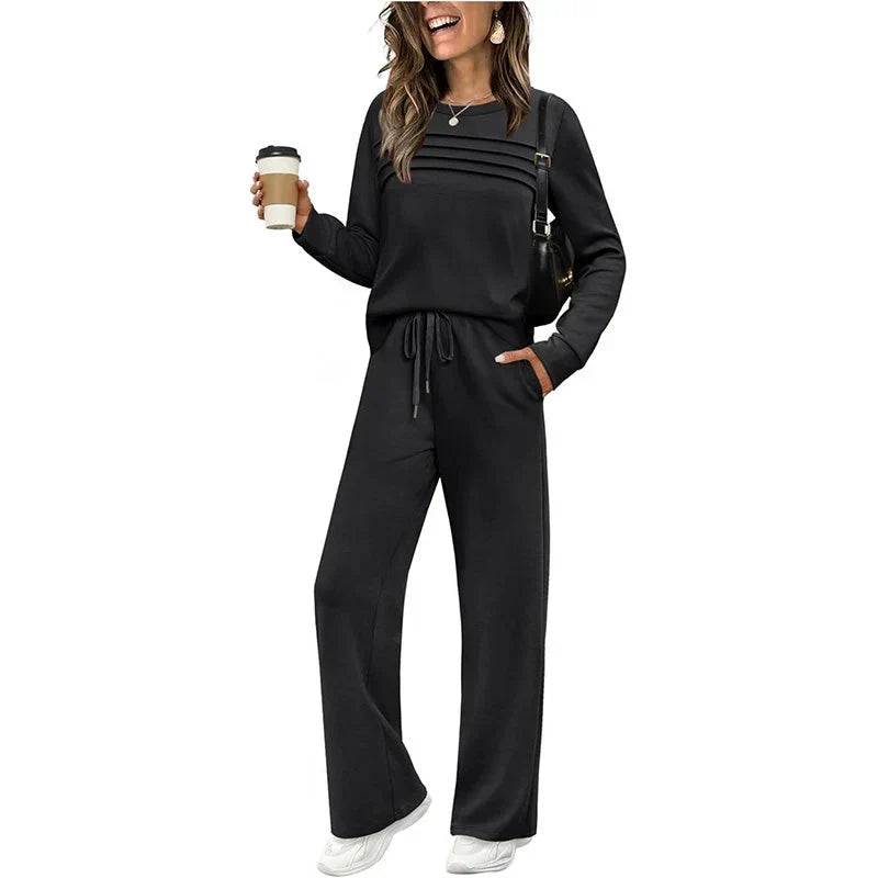Casual 2-Delige Lounge Set met Trekkoordbroek-12
