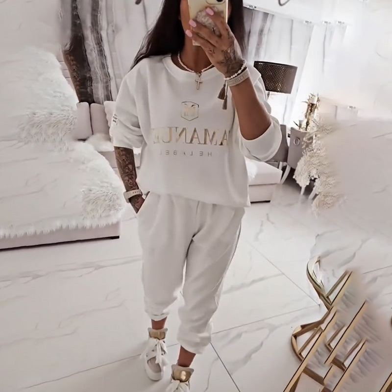 2-Delige Casual Lounge Set met Sweatshirt en Joggerbroek-1