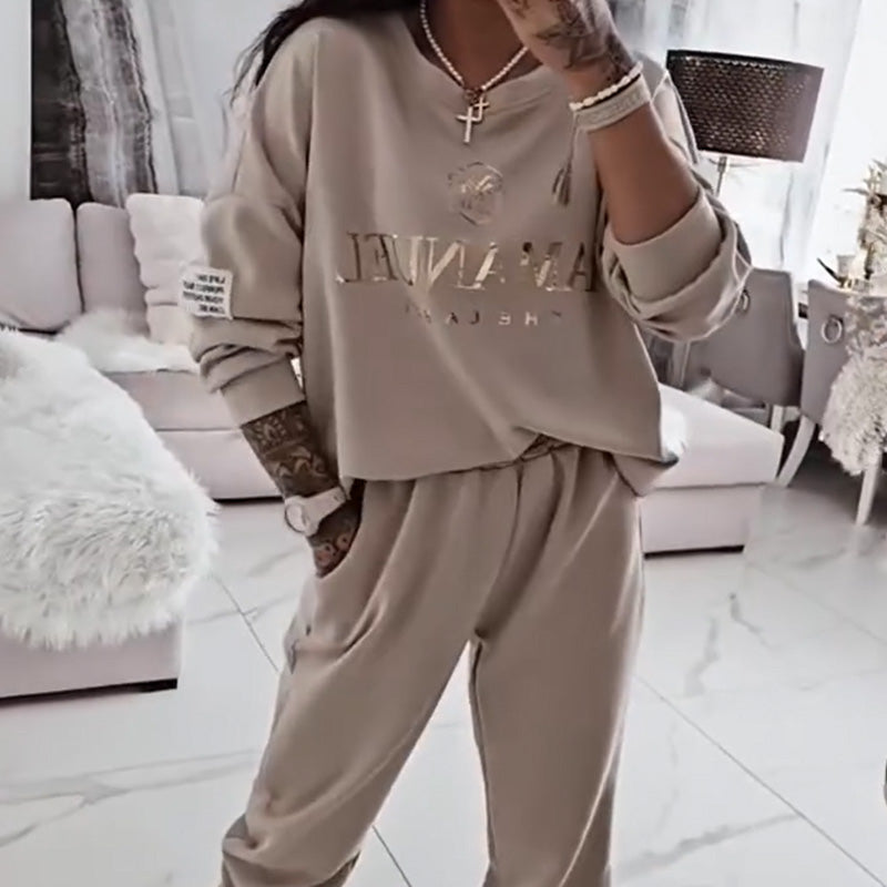 2-Delige Casual Lounge Set met Sweatshirt en Joggerbroek-4