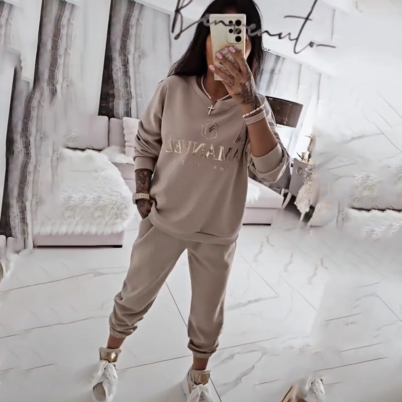 2-Delige Casual Lounge Set met Sweatshirt en Joggerbroek-3