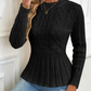🎅🔥【Free shipping】⏳Women's Chunky-Knitted Crew Neck Peplum Sweater
