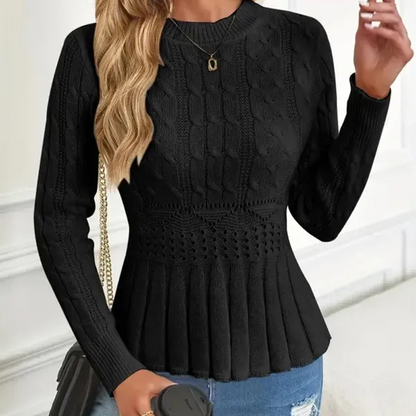 🎅🔥【Free shipping】⏳Women's Chunky-Knitted Crew Neck Peplum Sweater