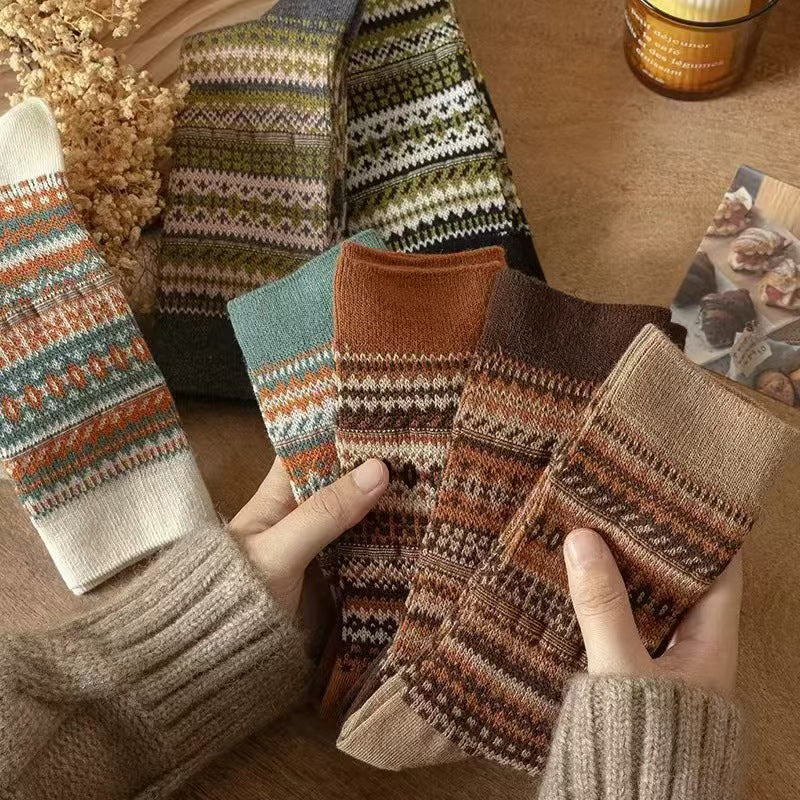 Warme Gebreide Wintersokken met Scandinavisch Patroon-5