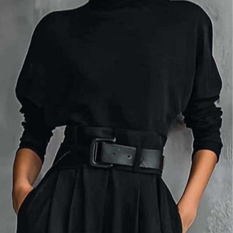 Elegante tweedelige set met coltrui en wijde broek-4