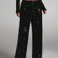 Zwarte wide-leg paillettenbroek met trekkoord-6