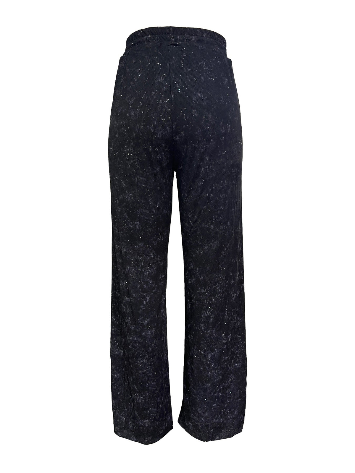 Zwarte wide-leg paillettenbroek met trekkoord-12
