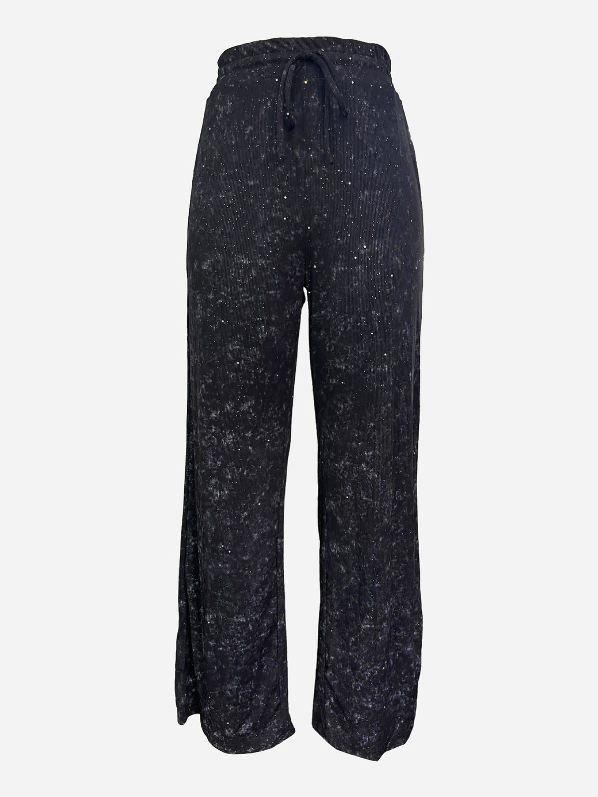 Zwarte wide-leg paillettenbroek met trekkoord-13