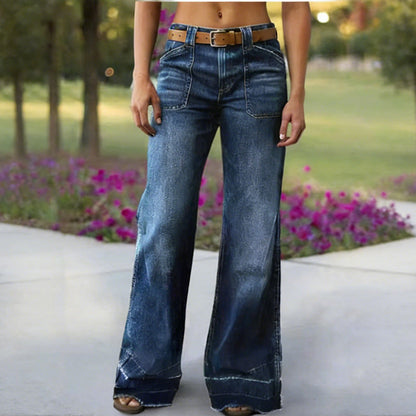 Vintage Jeans met Wijde Pijpen en Opgestikte Zakken