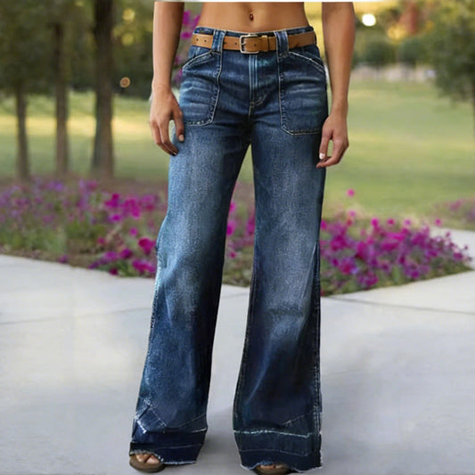 Vintage Jeans met Wijde Pijpen en Opgestikte Zakken