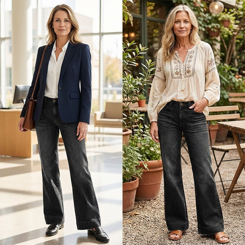 Vintage Jeans met Wijde Pijpen en Opgestikte Zakken-4