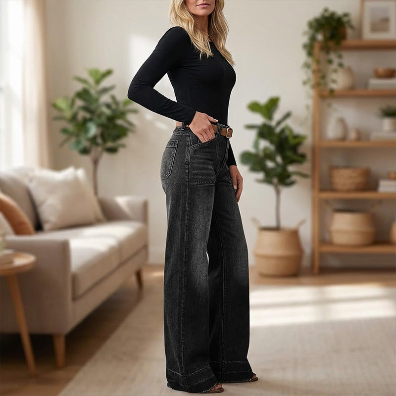 Vintage Jeans met Wijde Pijpen en Opgestikte Zakken-6
