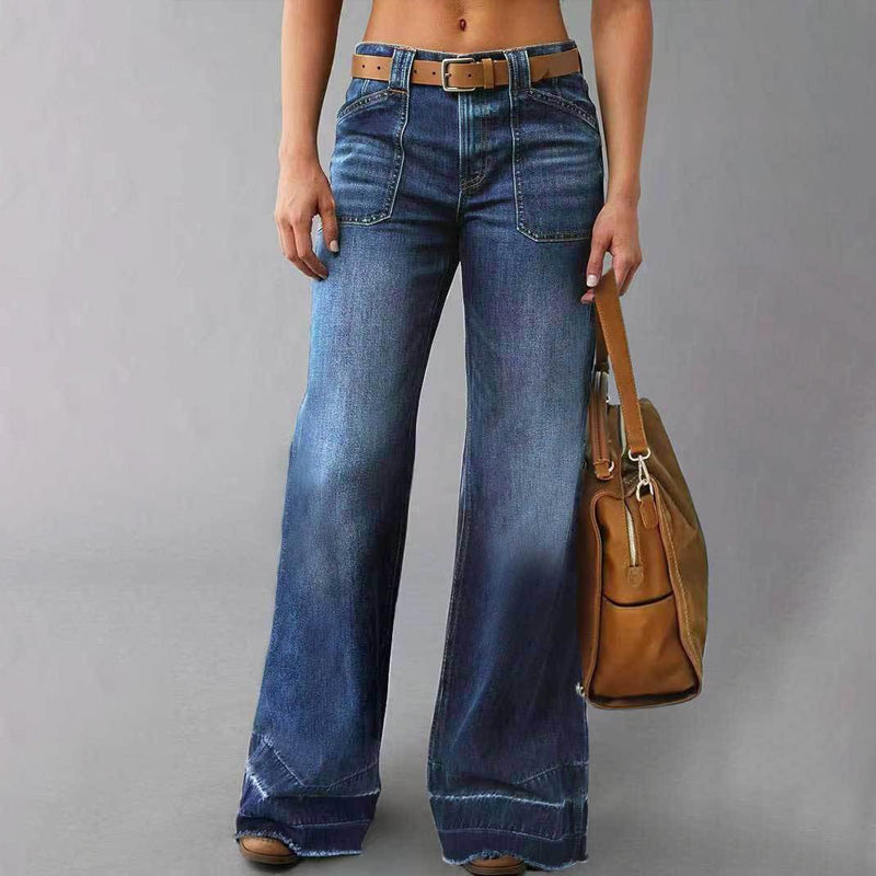 Vintage Jeans met Wijde Pijpen en Opgestikte Zakken-10