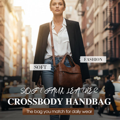 Zachte Crossbody Handtas met Handvat en Verstelbare Schouderriem