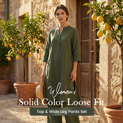 Модерен комплект от две части от памук и лен за жени