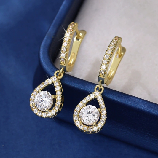 Elegante Druppelvormige Oorbellen met Kristallen