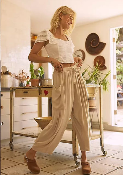 【M-3XL】🍁Леки панталони с висока талия и широки крачоли