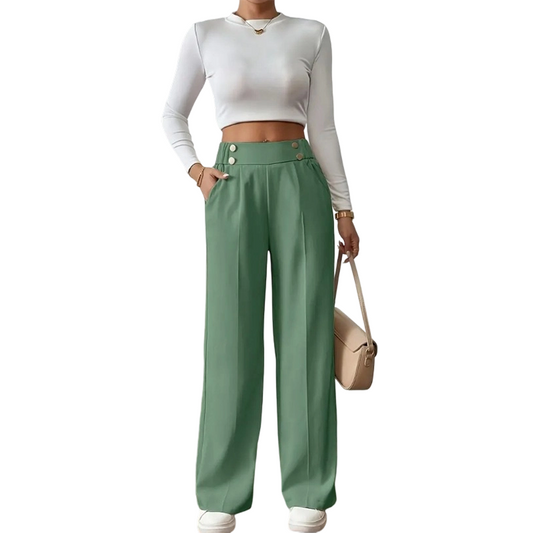 Дамски панталони с висока талия и широки крачоли