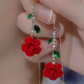 🌹 ✨ Модерни обеци с кристали в цвят на червена роза