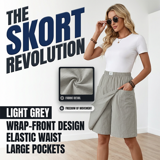 Women's Casual Elastic Waist Wrap Skort