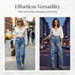 💐 Дънки с прав крой и принт за жени