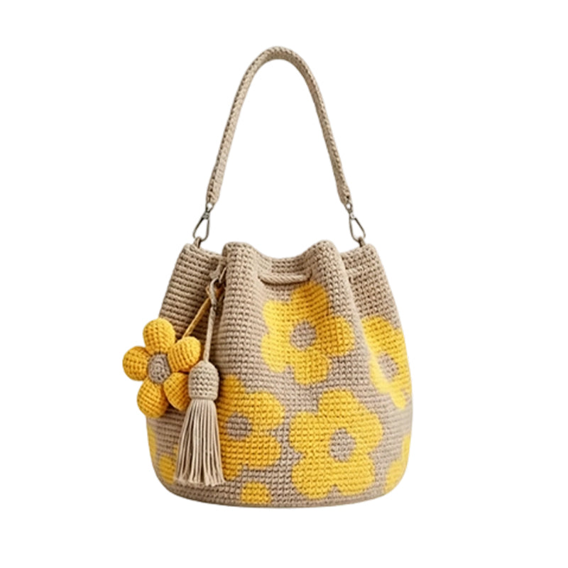 Boho Gehaakte Schoudertas met Bloemenmotief-9