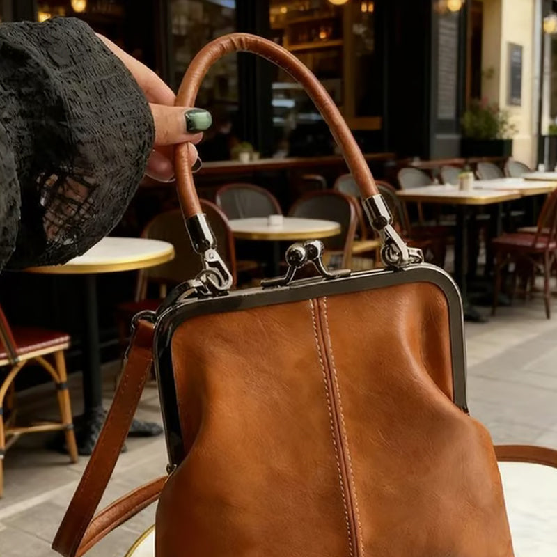 Vintage Handtas met Beugelsluiting en Retro Design-3