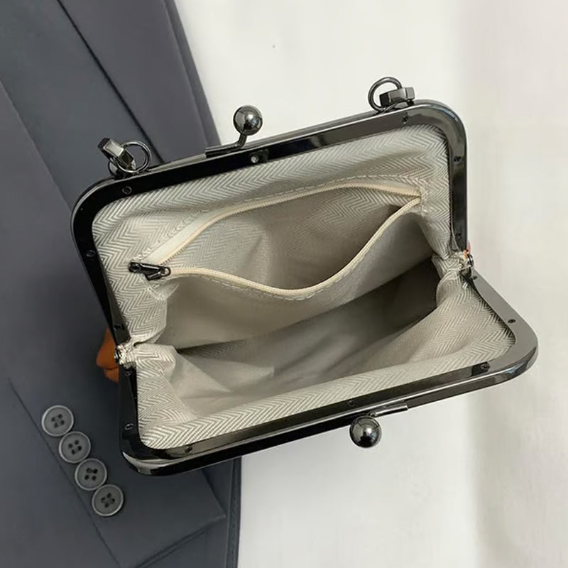 Vintage Handtas met Beugelsluiting en Retro Design-4