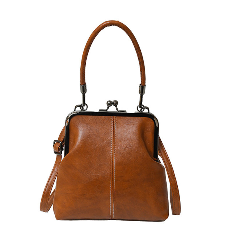 Vintage Handtas met Beugelsluiting en Retro Design-8