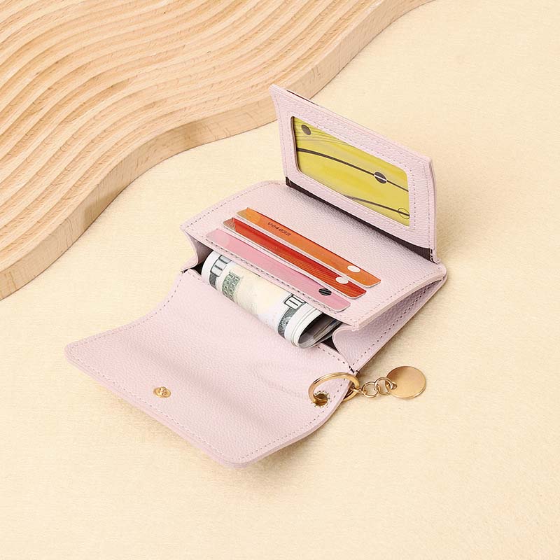 Compacte Mini Portemonnee met Klep en Sleutelhanger-1