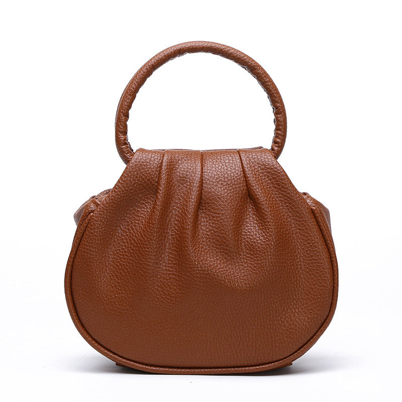 Elegante Geplooide Mini Handtas met Ronde Handvatten-13