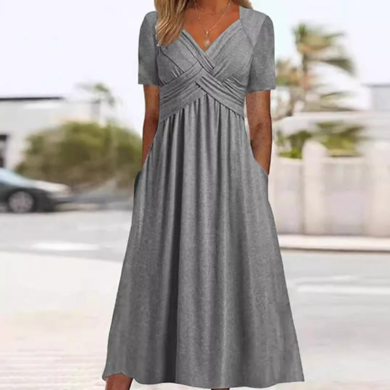 Elegante Midi-Jurk met V-Hals-1