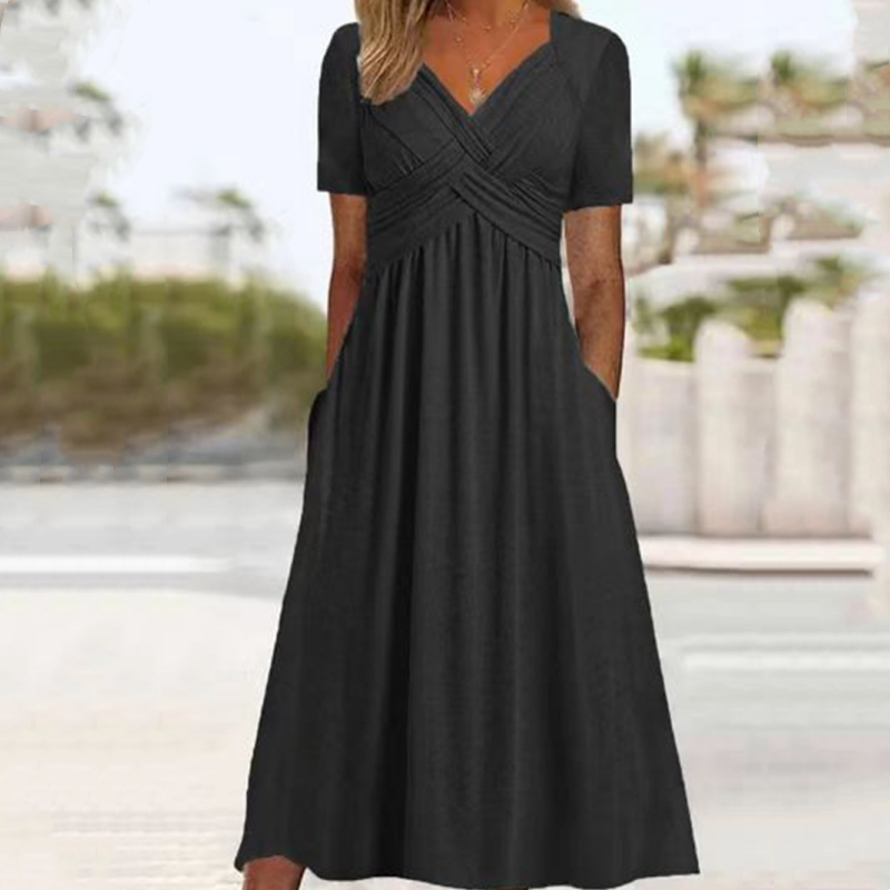 Elegante Midi-Jurk met V-Hals-4