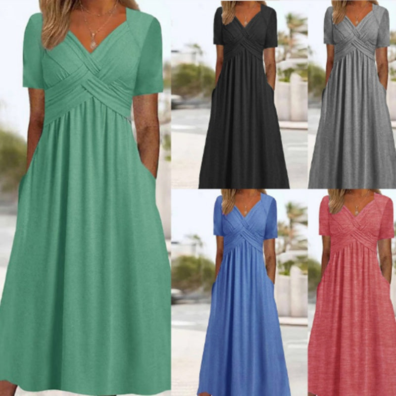 Elegante Midi-Jurk met V-Hals-7