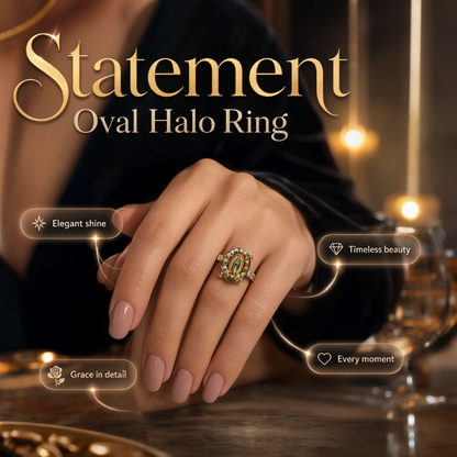 💍 Винтидж Арань Света Богородица Овална Кристална Пръстен