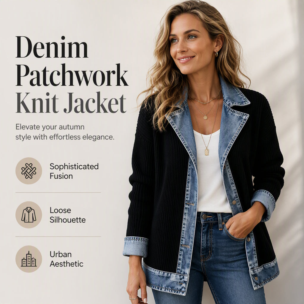 Gebreid Blazerjack met Denim Details