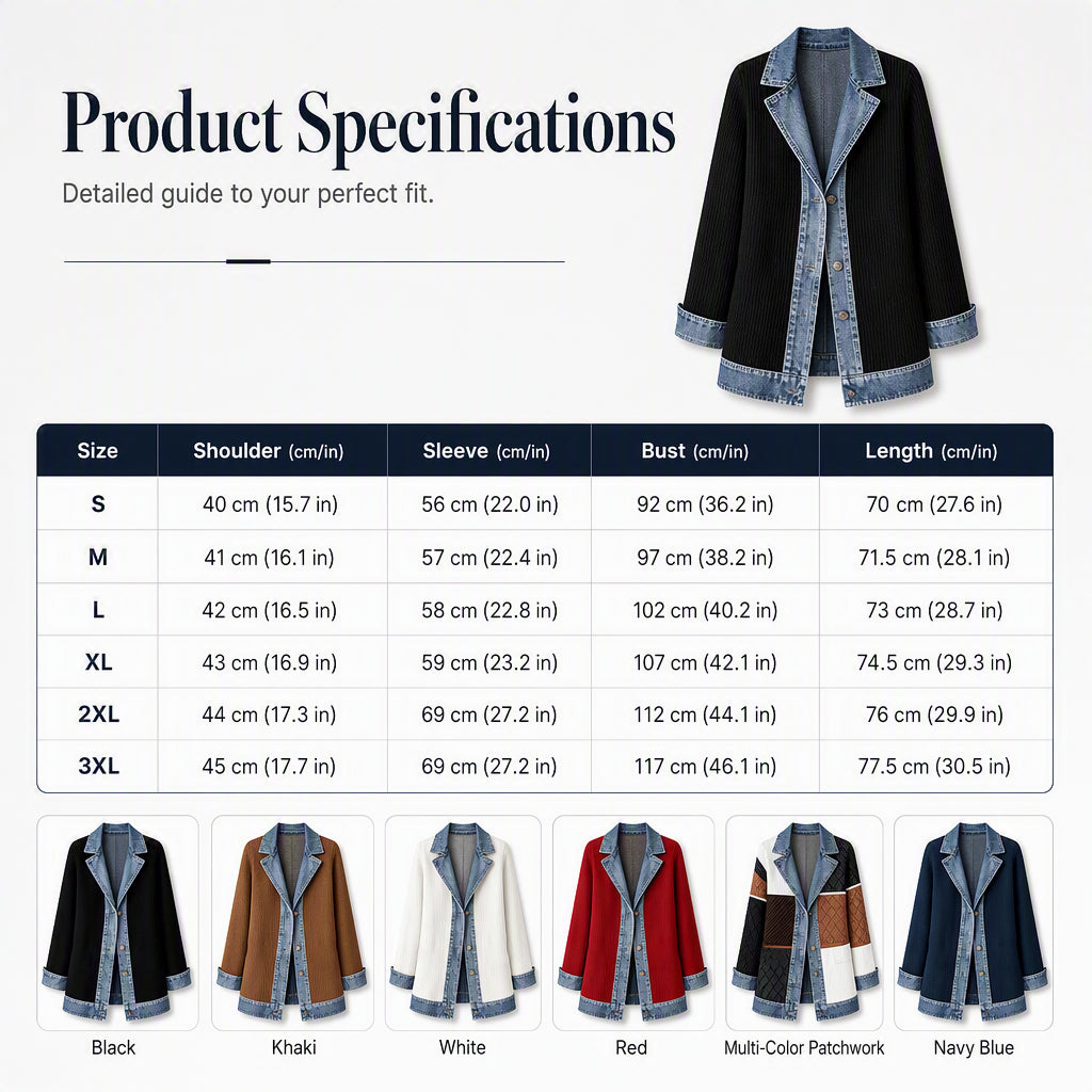 Gebreid Blazerjack met Denim Details-9