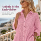 ✨ ✨ 👕 Блуза за жени с ажурена дантела, къси ръкави, ефект на изгоряло
