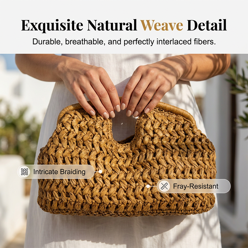 Handgeweven Stro Handtas met Gevlochten Design-1