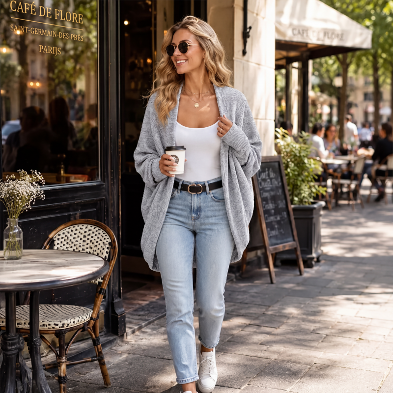 Casual Gebreid Vest met Open Voorzijde en Relaxte Pasvorm-8